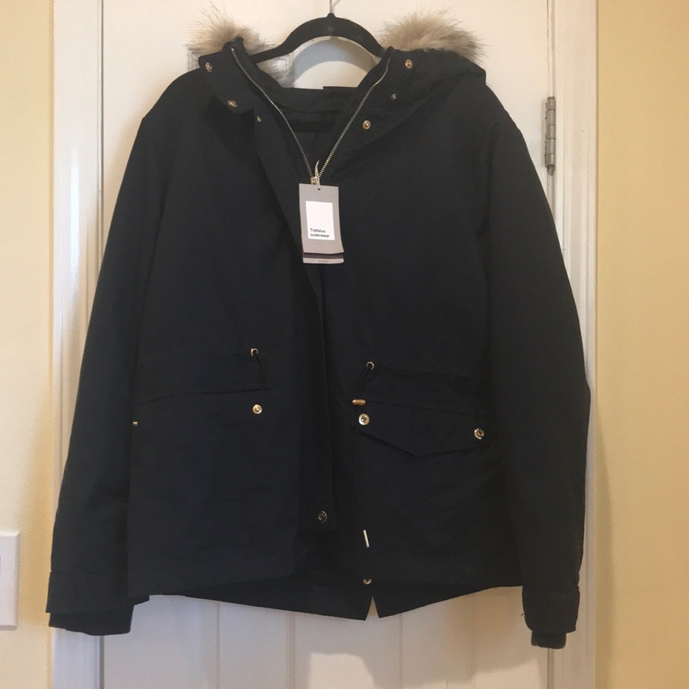 Zara Parka with removable faux fur . Brand new.